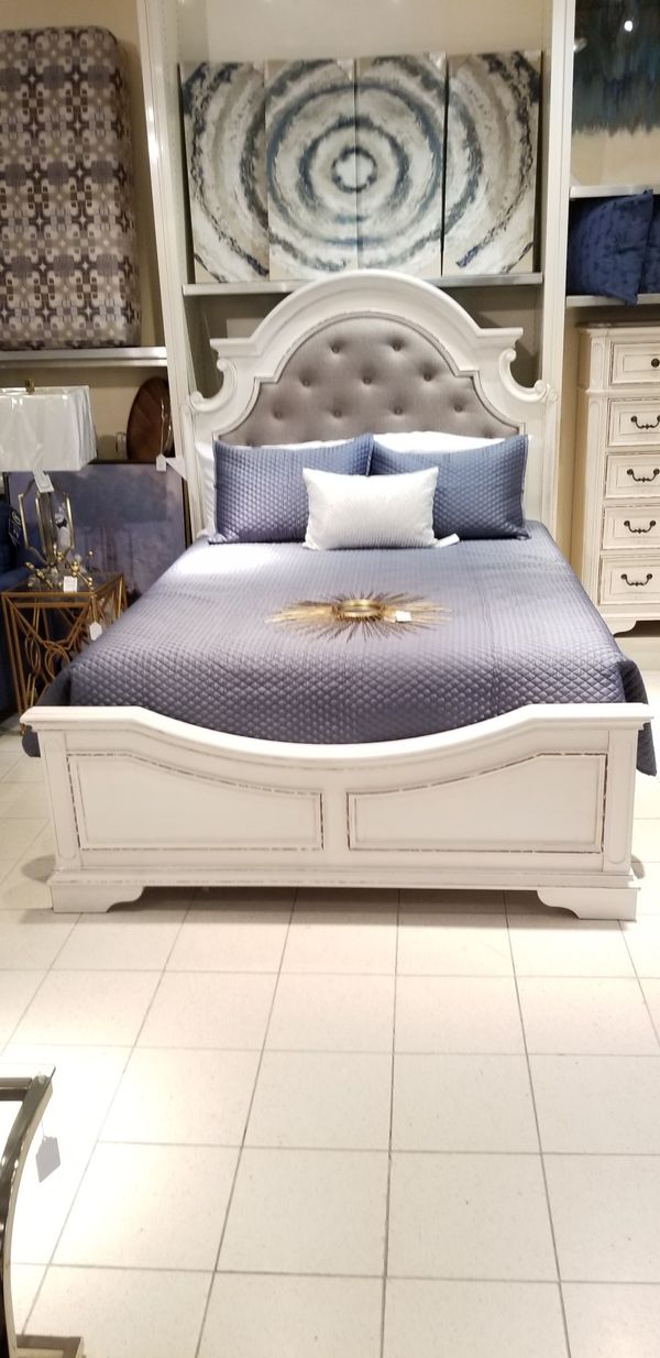 New Queen Or King Size Bed With Upholstered Headboard And Beautiful New Queen Or King Size Bed With Upholstered Headboard And Beautiful Distressed Look