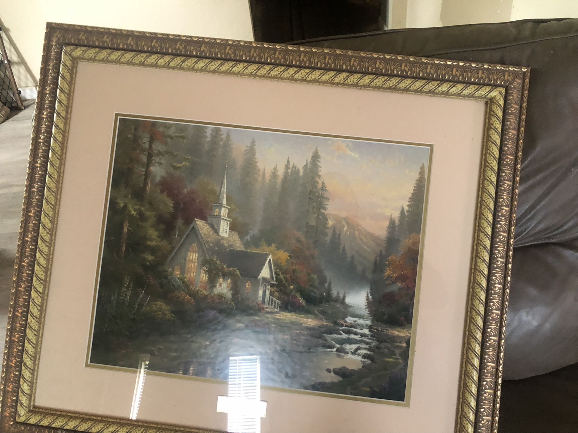 THOMAS KINKADE "THE FOREST CHAPEL" PRINT (LIBRARY EDITION) 27" X 30" BEAUTIFUL!