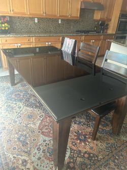 Dining Table With 5 Chairs Heavy Glass Top