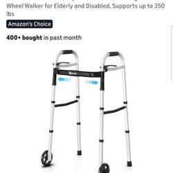 New Narrow Folding Walkers for Seniors,Aluminum Lightweight Walkers with Wheels, Adjustable Width and Height Front Wheel Walker for Elderly
