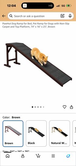 PawHut Dog Ramp for Bed, Pet Ramp for Dogs with Non-Slip Carpet and Top Platform,