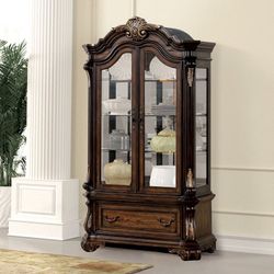 💎 CURIO STORAGE DISPLAY CABINET VINTAGE CLASSIC STYLE DARK BROWN FINISH VITRINA💎