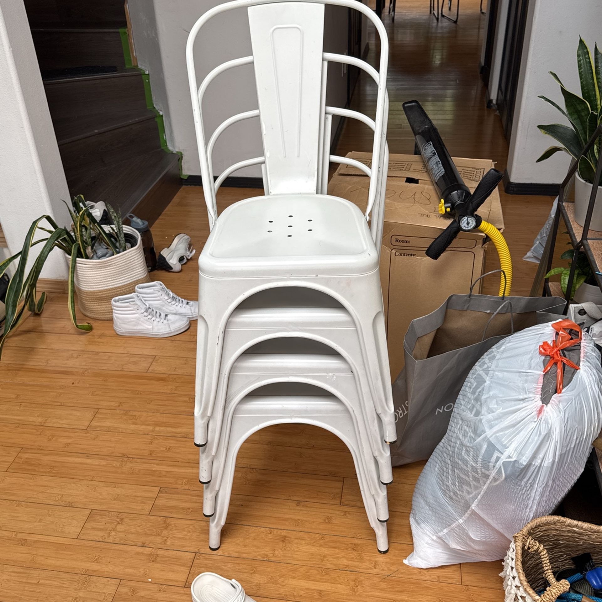 4 White Medal Chairs