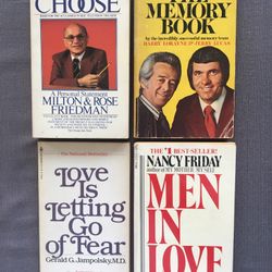 Bestseller Books lot of 4 paperback vintage books very good condition, Free To Choose by Milton Friedman, Love Is Letting Go Of Fear by Gerald G. Jamp