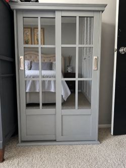 Gray Sliding Glass Door Storage Cabinet | Bookcase | Display Cabinet (2 Available)