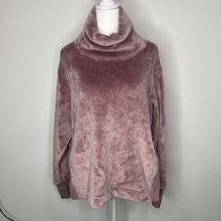Athleta XS Double Cozy Karma Funnel Neck Sweatshirt Flora Mauve 511446