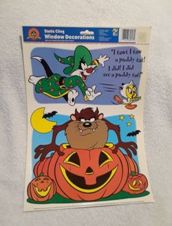 Vintage Looney tunes Halloween static cling window decorations  #2