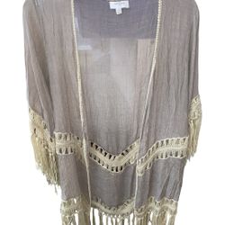 Umgee Fringed Open Cardigan Duster Size Small