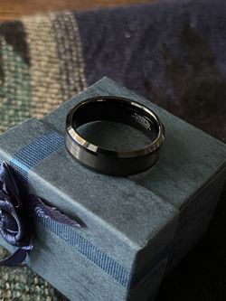 Black 12mm Tungsten Carbide Wedding Band Thumbnail