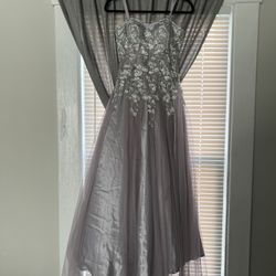 Blondie Laced Corset Dress Strapless Silver