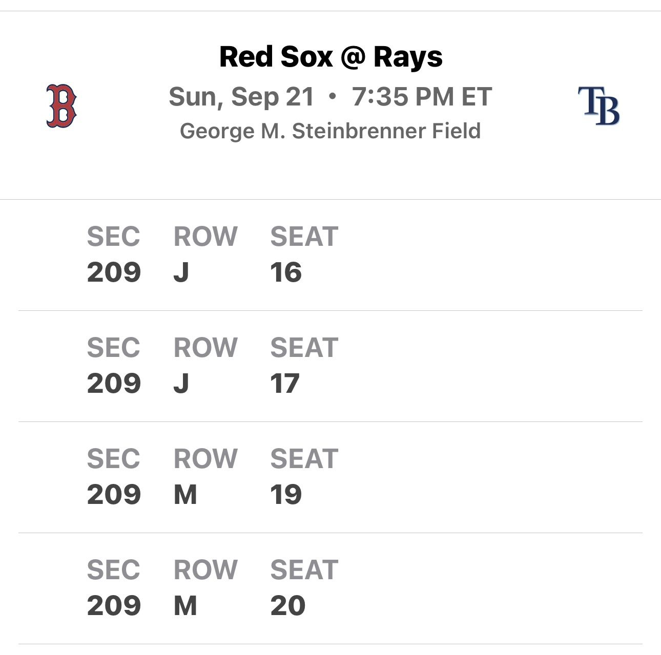 Tampa Bay Ray Tickets