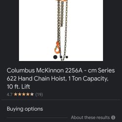 3 Hand Chain Hoist  1 Ton Capacity