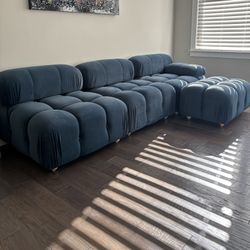 Blue Suede Couch Like New!!!!