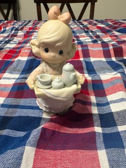 Cute Precious Moments Girl Serving Tea