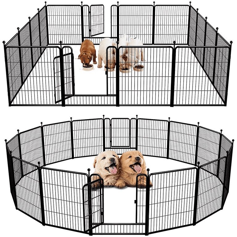 Playpen Outdoor,16 Panels 32" Height Dog Fence Exercise Pen with Doors for Medium/Small Dogs, Pet Puppy Playpen for RV, Camping, Yard