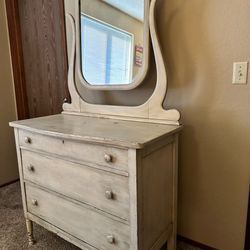  PRICE DROP!! <AS OF 03/27/2024--Antique Dresser With Glass Mirror 