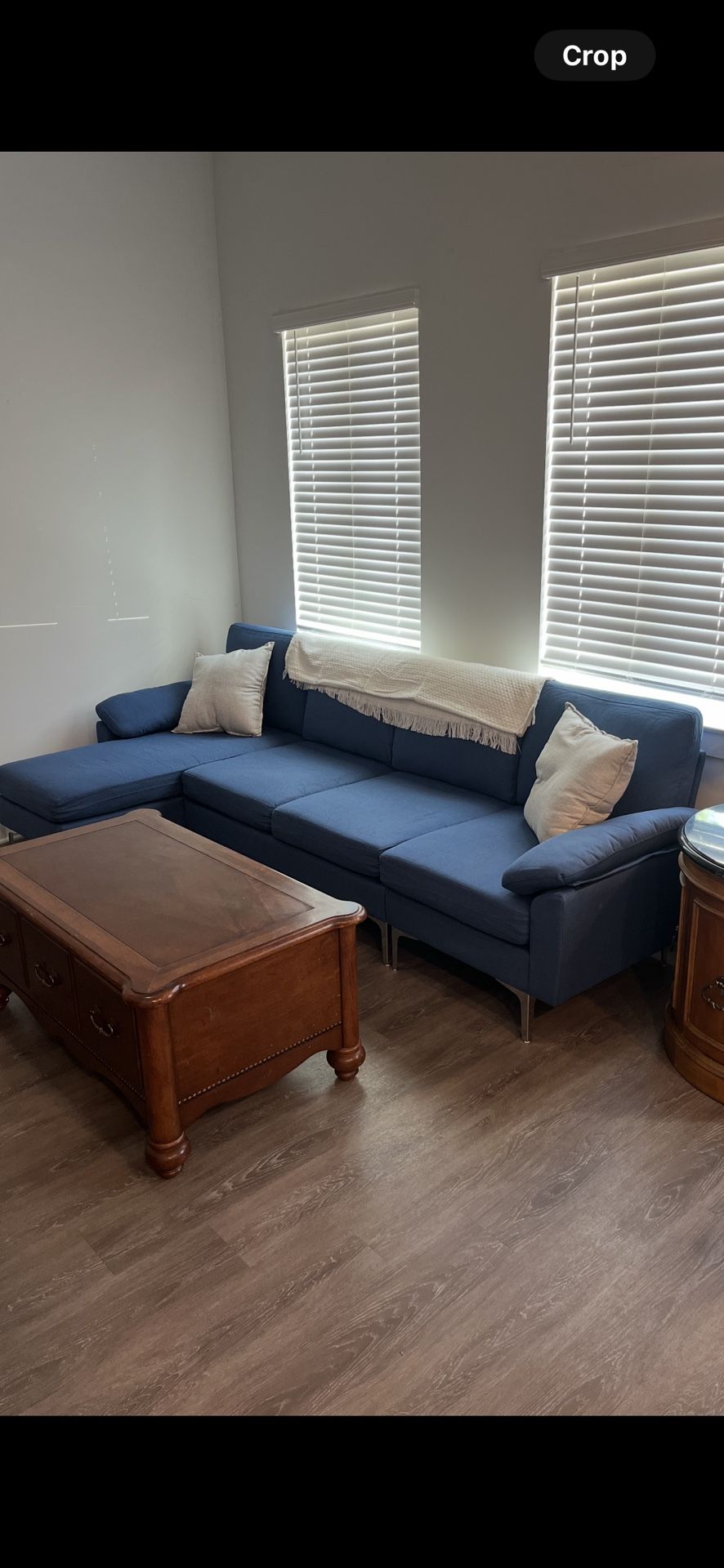 Blue Couch, Silver Legs