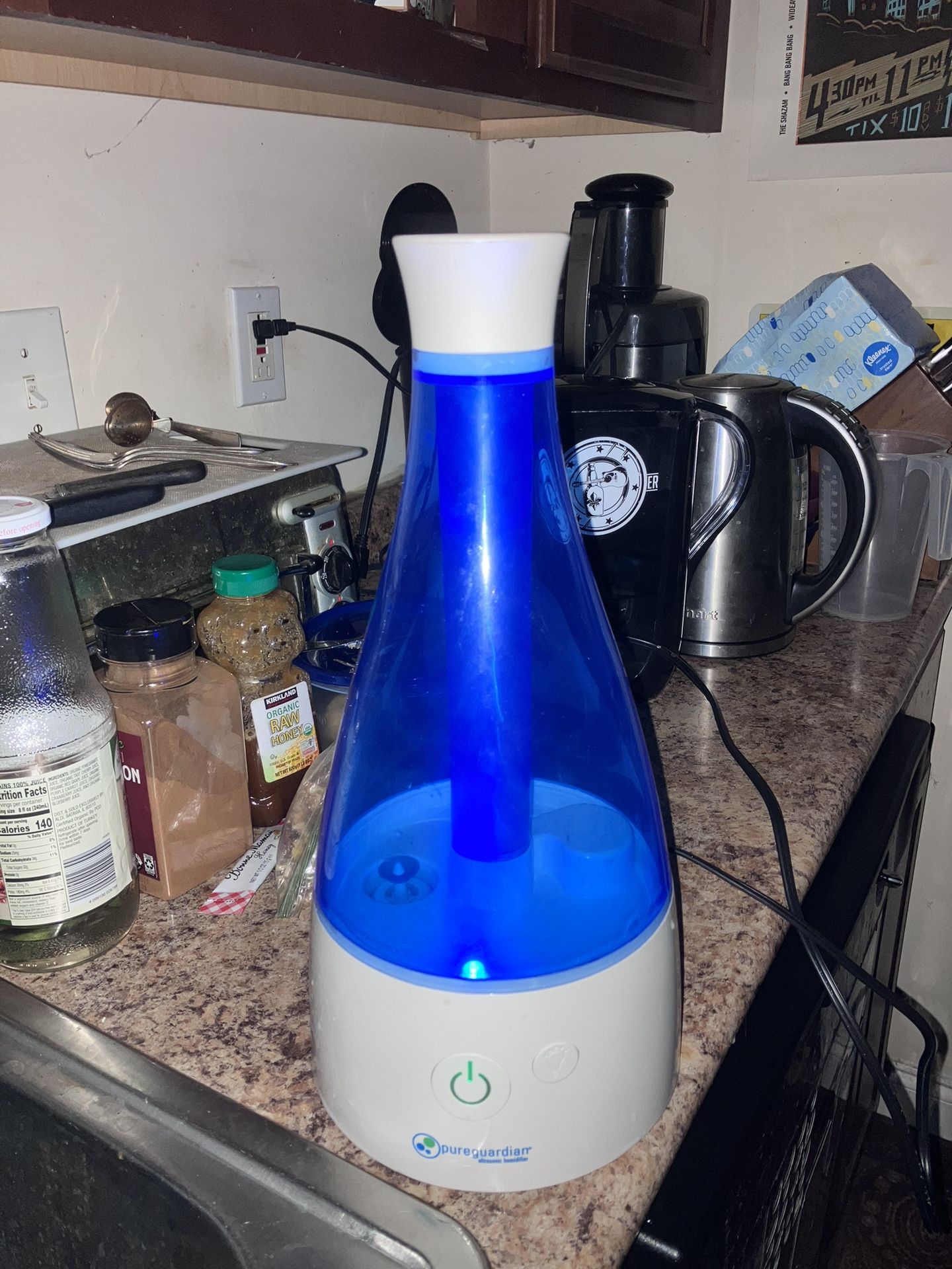 Pure Guardian, Ultrasonic Humidifier Whisper Quiet With Light White