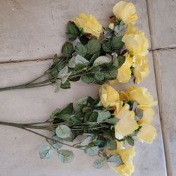 Yellow Silk Roses Flowers