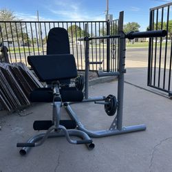 Weight Bench and Rack With Bar