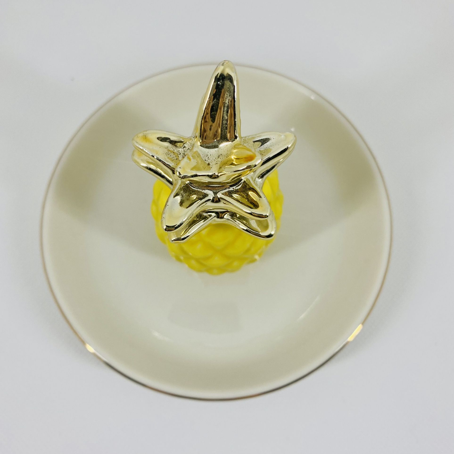 Pineapple Ring Holder Decor Ceramic Dish Plate Jewel Display Organizer