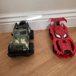 Car Toys Marvel Spider-Man Hot Wheels Launcher  And Army Pick Up With Sounds