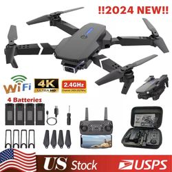 2024 New RC Drone With 4K HD Dual Camera WiFi FPV Foldable Quadcopter +4 Battery