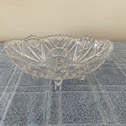 Sparkling Lead Crystal Footed Oval Shaped Fruit Bowl. Vintage Antique. Great For Holiday Table. $30.00.