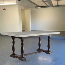 Flovilla Dining Table, Marble Top and Wood Base