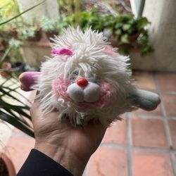 Vintage 1986 Mini Popples Plush Puffling Stuffed Animal Mattel White