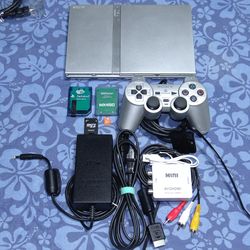 PlayStation 2 Slim Satin Silver 38 Games