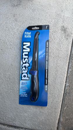 7" Mustad Fillet Knife, Stainless Steel Blade, Ergonomic Grip with Nylon Sheath