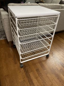 White 4-Tier Mesh Basket Organizer - Metal Frame Storage 