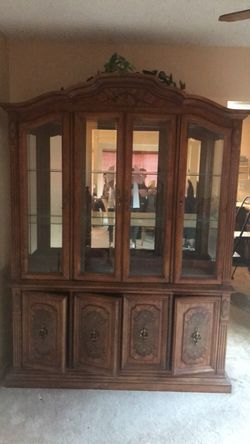 Wood hutch Glass shelves