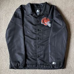 Cincinnati Bengals Starter Black Nylon Homage Vintage Style Coaches Jacket