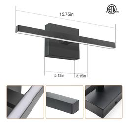 Black LED Vanity Bar Wall Light 15.75in