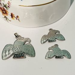 Sterling Silver Navajo Pendant And Earrings 