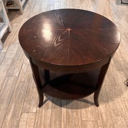 Vintage Solid Wood Lamp Table Has Some Wear 
