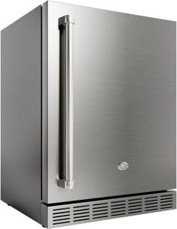 21 Inch Outdoor Refrigerator, Weather Proof Stainless Steel Beverage Beer Cooler Under Counter Fridge, Indoor/Outdoor Refrigerator with 3 Shelves for 