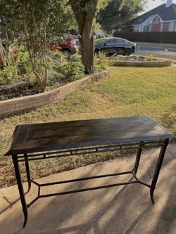 Wood Top Metal Frame Console Table