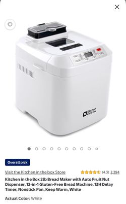 Kitchen in the box 2lb bread maker with auto fruit nut dispenser