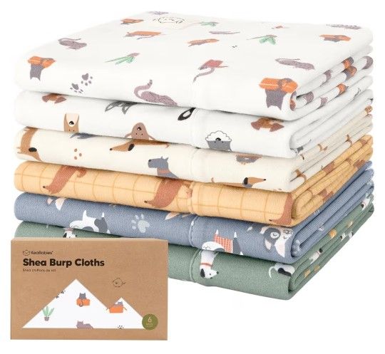 Organic Burp Cloths Baby Boy, Girl - 6-Pack Large Burping Cloths for Babies