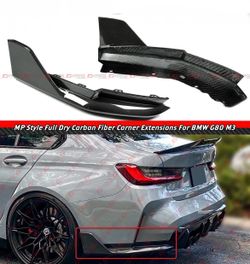 21-26 BMW G80 M3 MP Style Dry Carbon Fiber Rear Bumper Side Corner