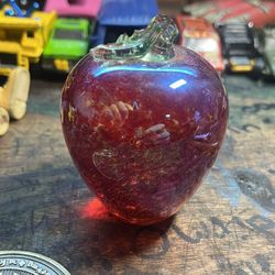 Glass Apple Paperweight 
