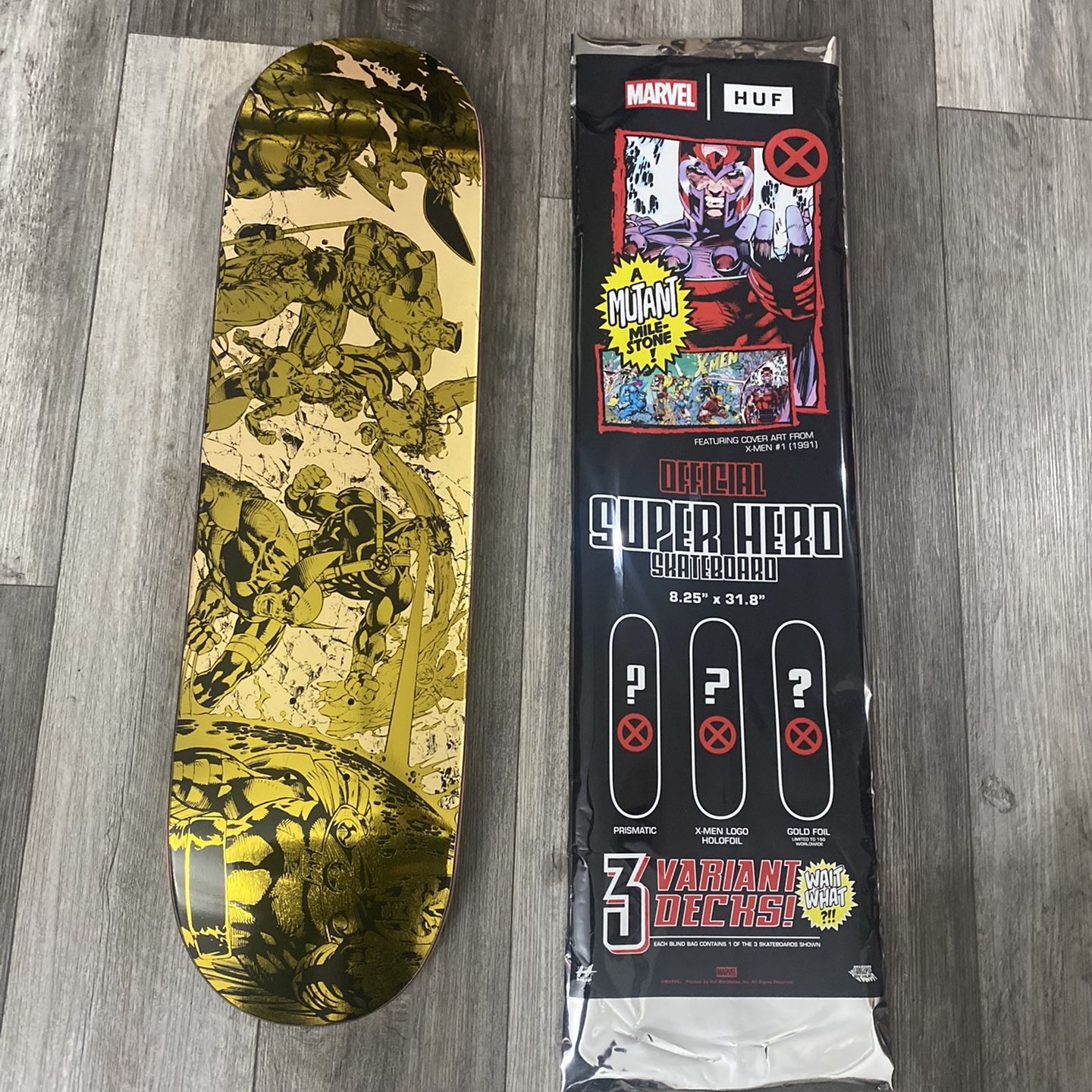 Huf x Marvel X-Men Gold Skateboard Deck Jim Lee Comic Artwork VHTF