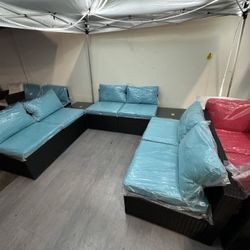 No Assemble requires!! New 8 Pieces Outdoor Wicker Patio Furniture Set Sectional Sofa ottoman 