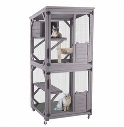 Air22-M Outdoor Cat Catio AIR22, Cat House for 2–3 Cats, Connects to Window or Cat Door