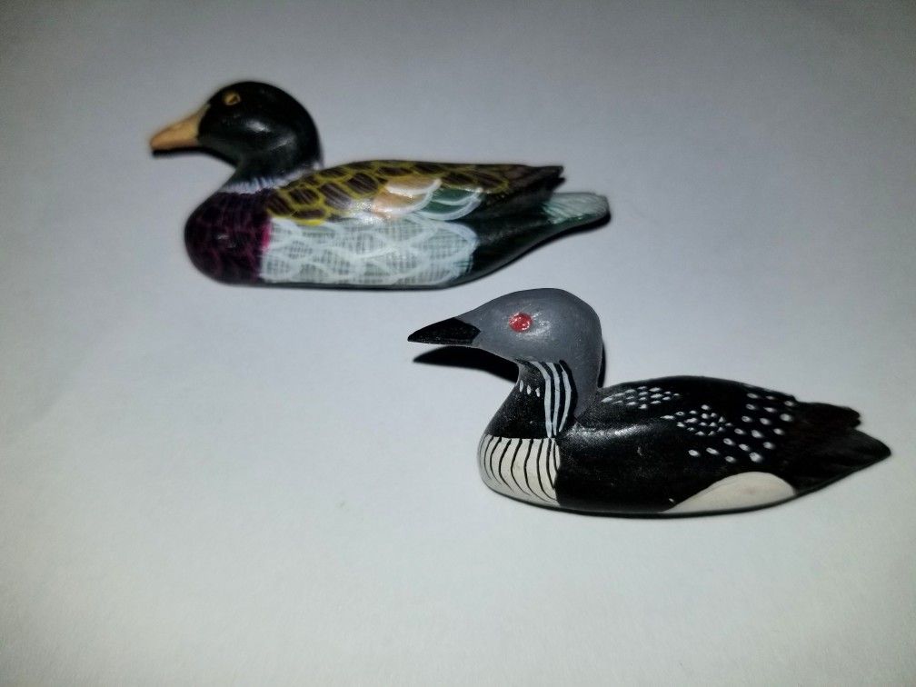 Vintage Wood Duck Lapel Pins x 2