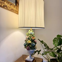 Vintage Midcentury Italian Modern Capodimonte Style - Porcelain Floral Table Lamps