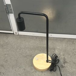 Modern Desk Lamp – Black Metal w/ Light Wood Base